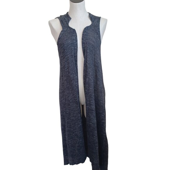 Free People Vest Charcoal Gray Sleeveless Longline Knit Duster Womens Medium - Picture 2 of 10